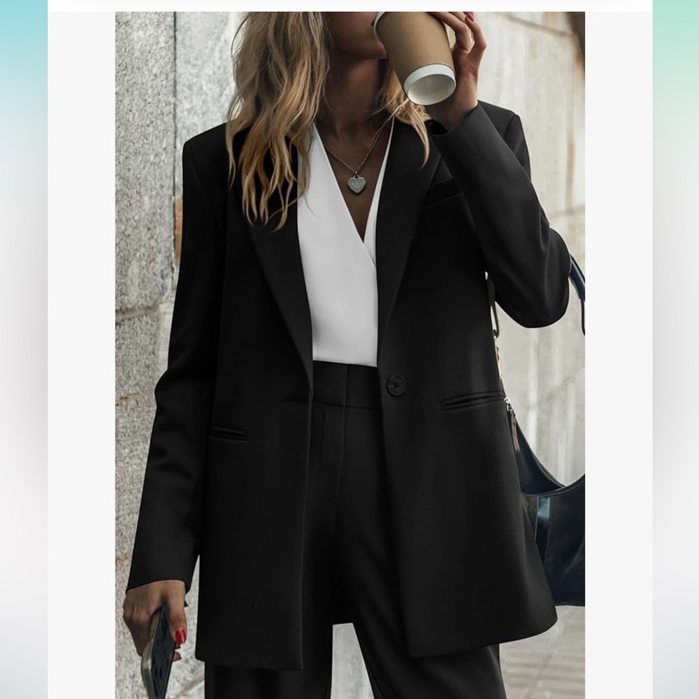 Pretty Garden Womens 2 Piece Blazer Jacket And Wide Leg Pants - Picture 4 of 7